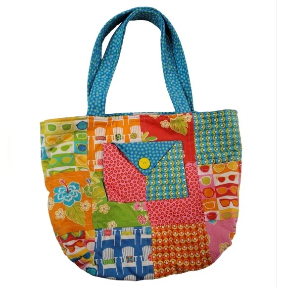 Funky, colorful patchwork handmade bag - Picture 1 of 8